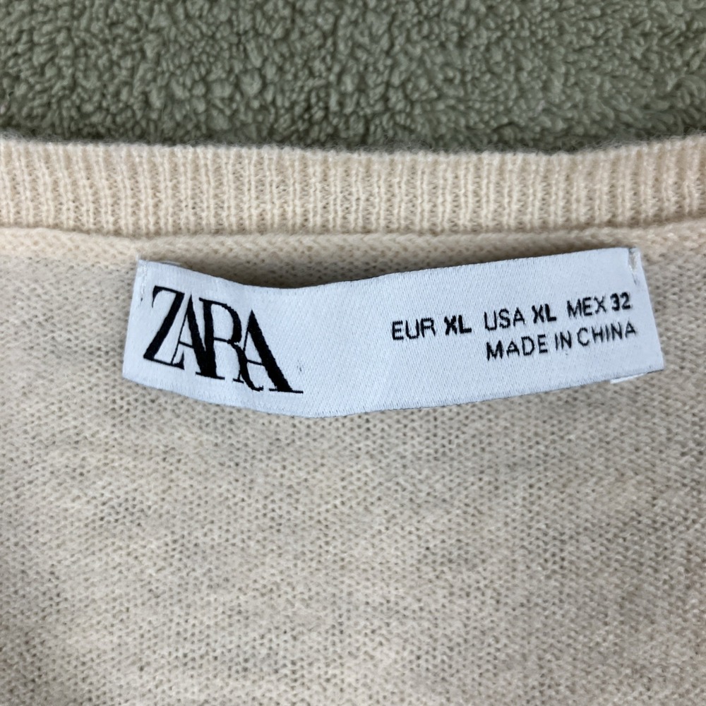 Zara 100% Wool Pullover Sweater Ivory Large/XL Holiday Quiet Lux Closet Staple - Picture 11 of 12